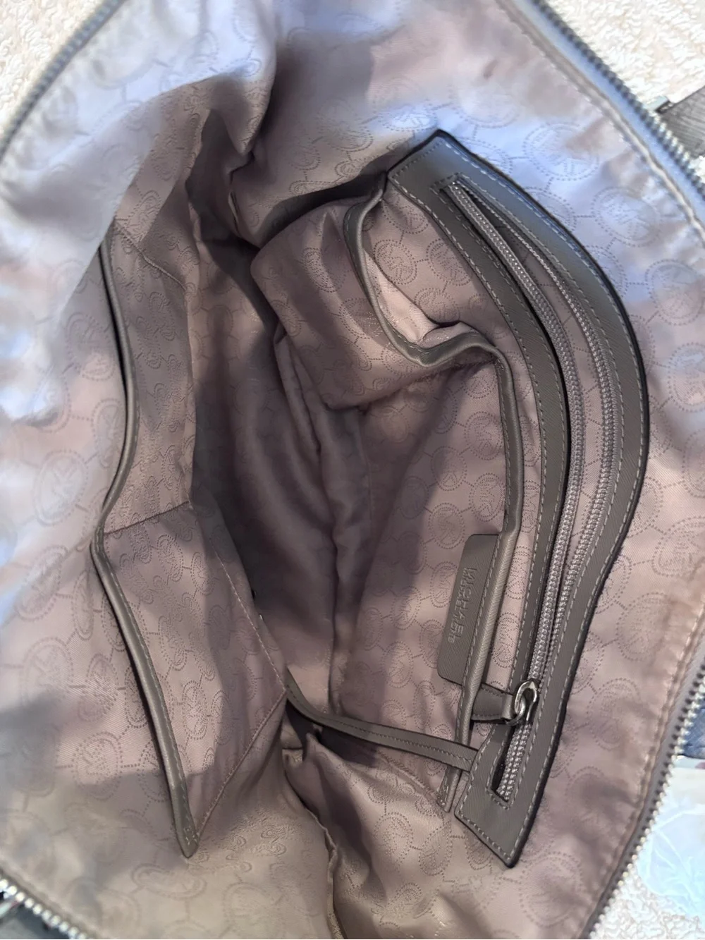 Michael Kors Taupe Saffiano Shoulder Tote